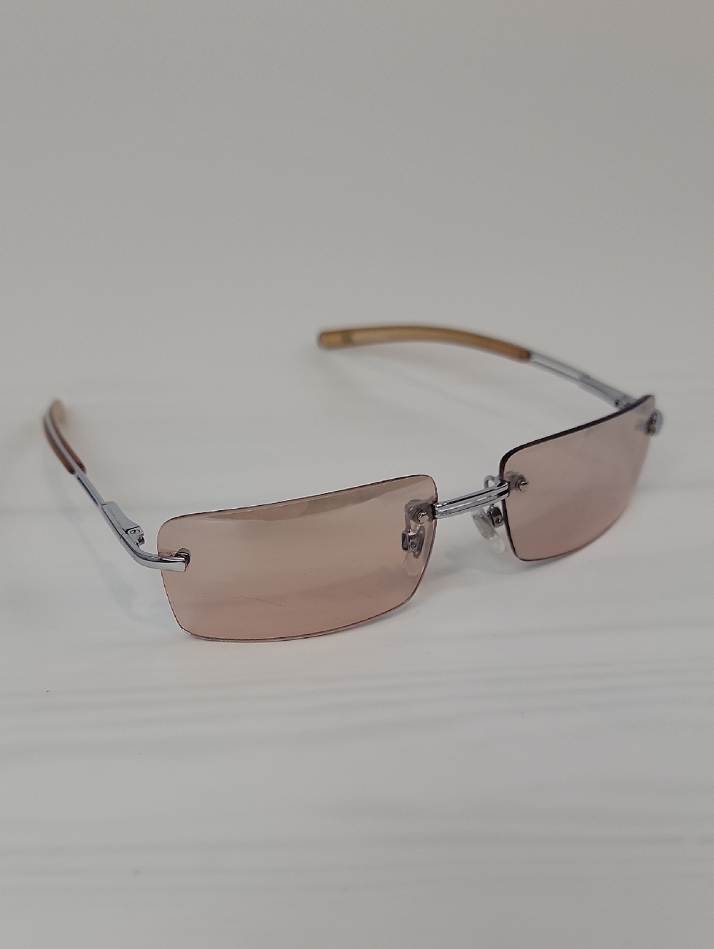 Rimless Rectangular Sunglasses with Light Brown Lenses No Brand